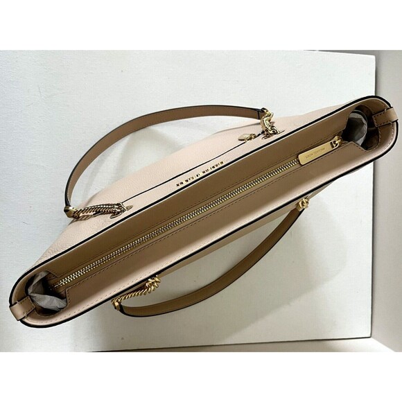 New Michael Kors Jet Set Medium Front Zip Chain Tote Leather Buff - Picture 3 of 6